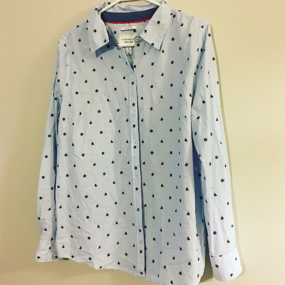 Charter Club Relaxed Button Down Nautical Sz 12